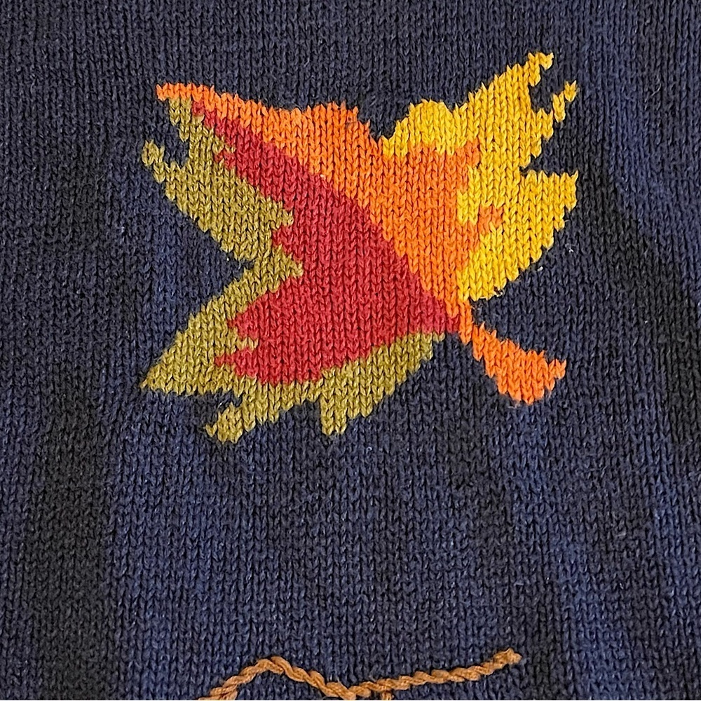 Hasting & Smith Vintage Intarsia Sweater Fall Leaves Grapes Cotton Ramie Size M - Picture 12 of 15